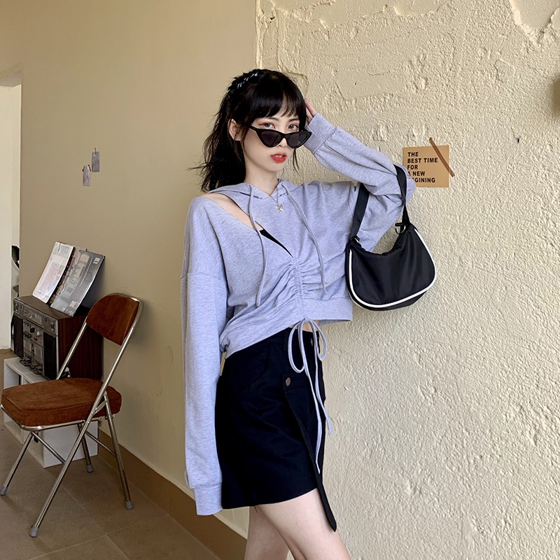 Áo thun tay dài cổ chữ V dáng rộng thời trang mùa thu phong cách Hàn Quốc cho nữ