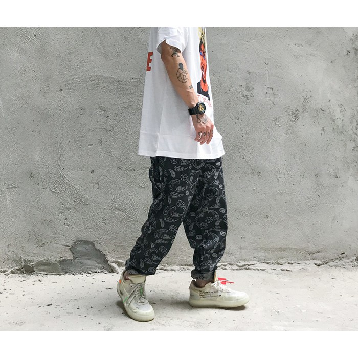 [có sẵn]Quần jeans BANDANA thêu cao cấp ống rộng phong cách hiphop unisex J7, quần bò Chaien Studio