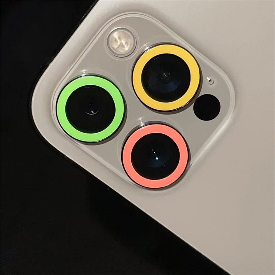 Miếng dán ống kính điện thoại chống trầy màu huỳnh quang thích hợp cho iPhone 14 13 Mini 12 Pro 11 Max