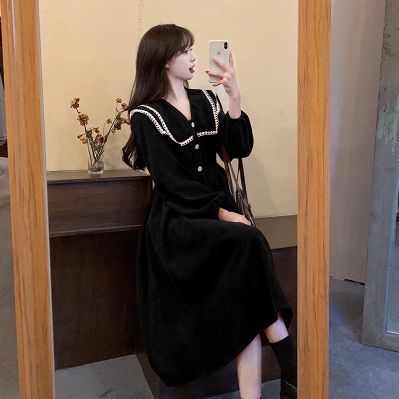 IELGY    plus size French retro dress women's lapel slimming straps