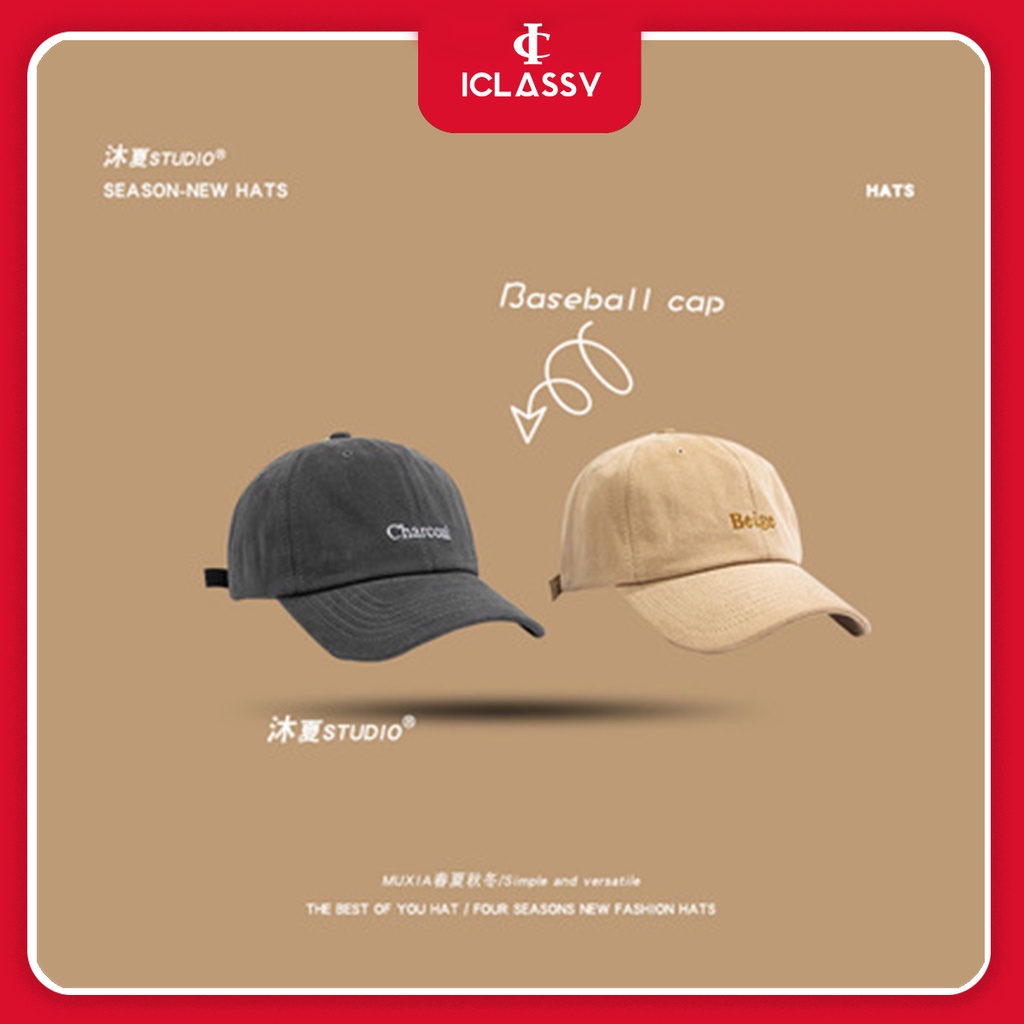 Mũ/Nón Lưỡi Trai Ulzzang Unisex Thêu Chữ 4 Màu Vải Cotton Cao Cấp Phong Cách Hàn Quốc Iclassy_shoes