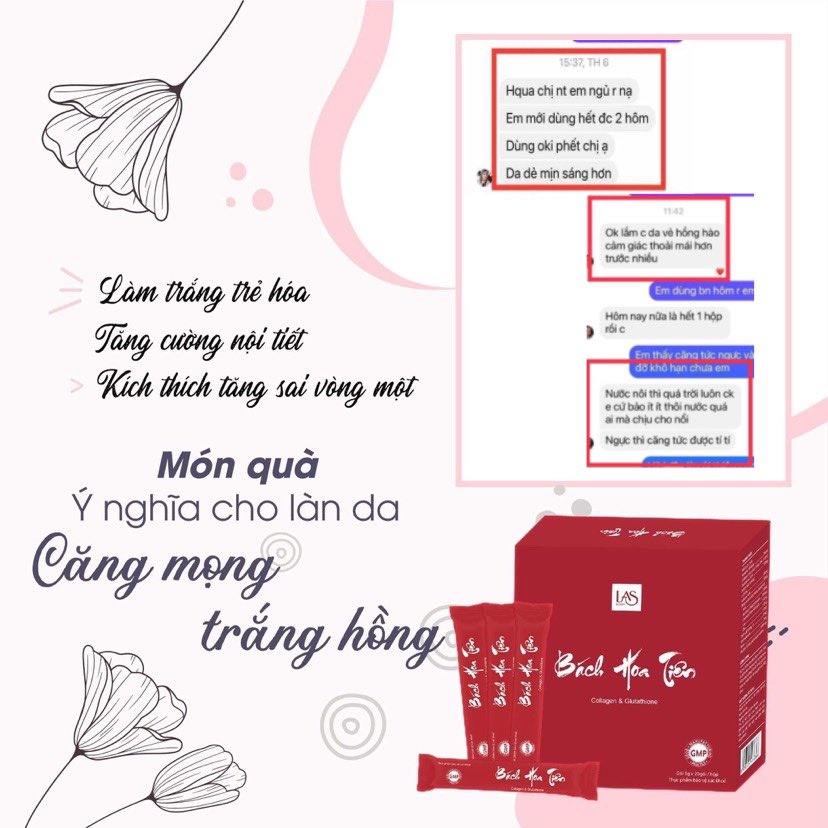 Bách Hoa Tiên chính hãng las beauty Cốm đẹp Da hết khô hạn nở ngực bổ sung nội tiết tố colagen trắng Da mờ nám