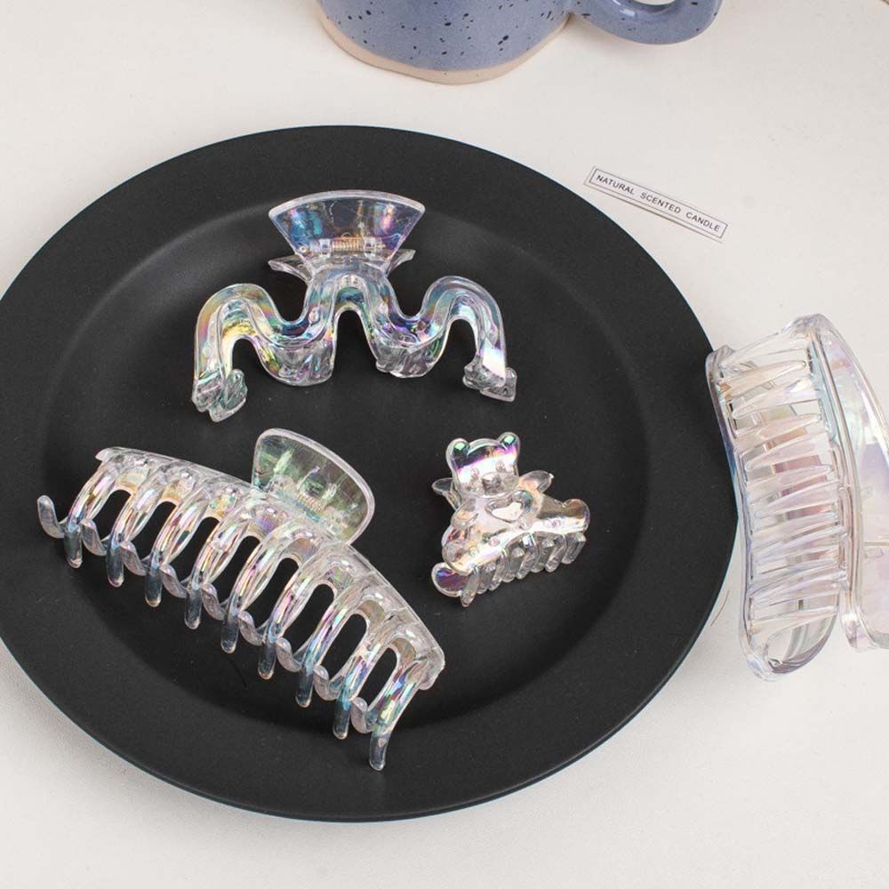 Kẹp tóc acrylic trong suốt màu laser đơn giản thanh lịch cho nữ