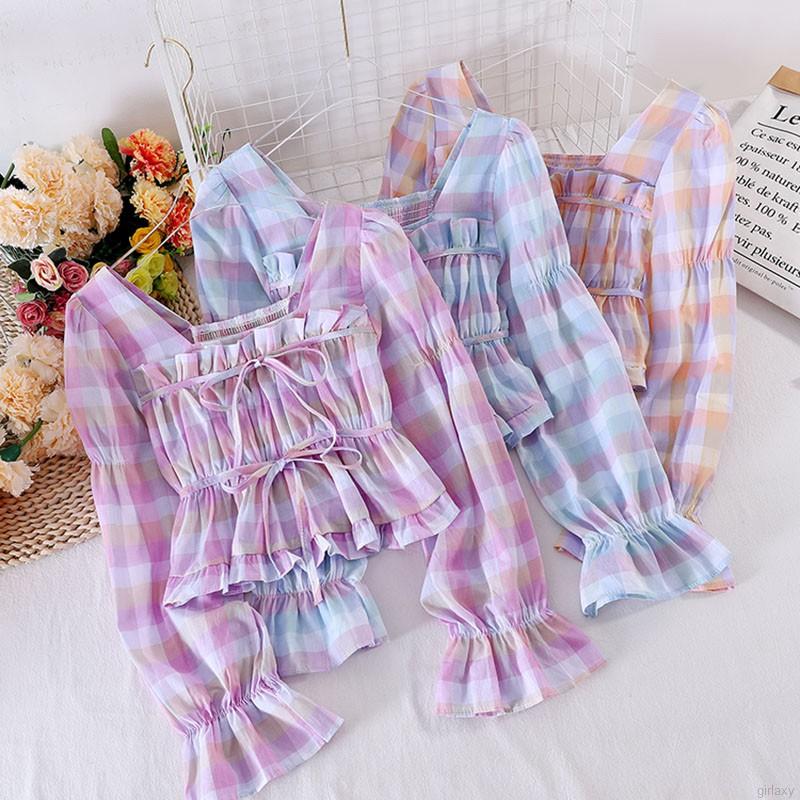 Áo Sơ Mi Caro Tay Dài Cổ Thắt Nơ Thời Trang Cho Nữ | BigBuy360 - bigbuy360.vn