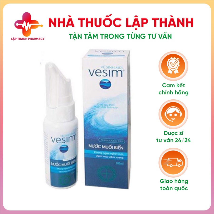 XỊT MŨI NƯỚC MUỐI BIỂN VESIM NGƯỜI LỚN, PHÒNG NGỪA NGHẸT MUI, VIÊM MŨI, VIÊM XOANG