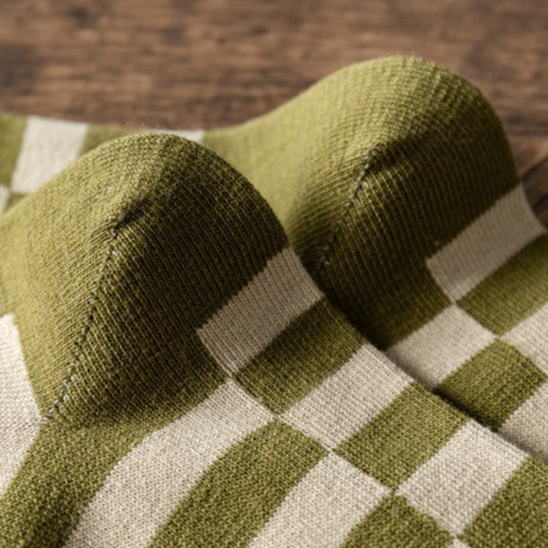 XIXI Vớ cotton cổ cao in họa tiết kim cương màu sắc tương phản thời trang mùa thu cho nữ