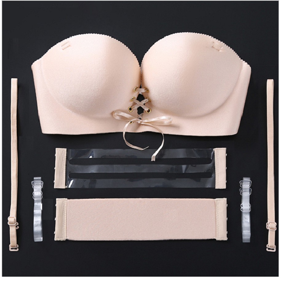 áo ngực su đúc dây rút bàn tay siêu nâng ngực không dây cao cấp dành cho áo hở lưng + dây trong , bản lưng trong