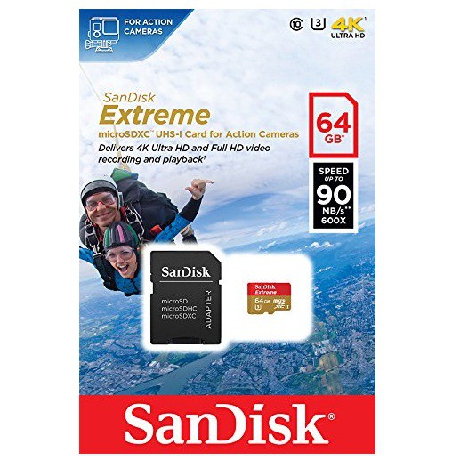 Thẻ Nhớ MicroSDXC SanDisk Extreme 64GB 90MB/s 600x U3 4K  (Vàng) - Nhất Tín Computer