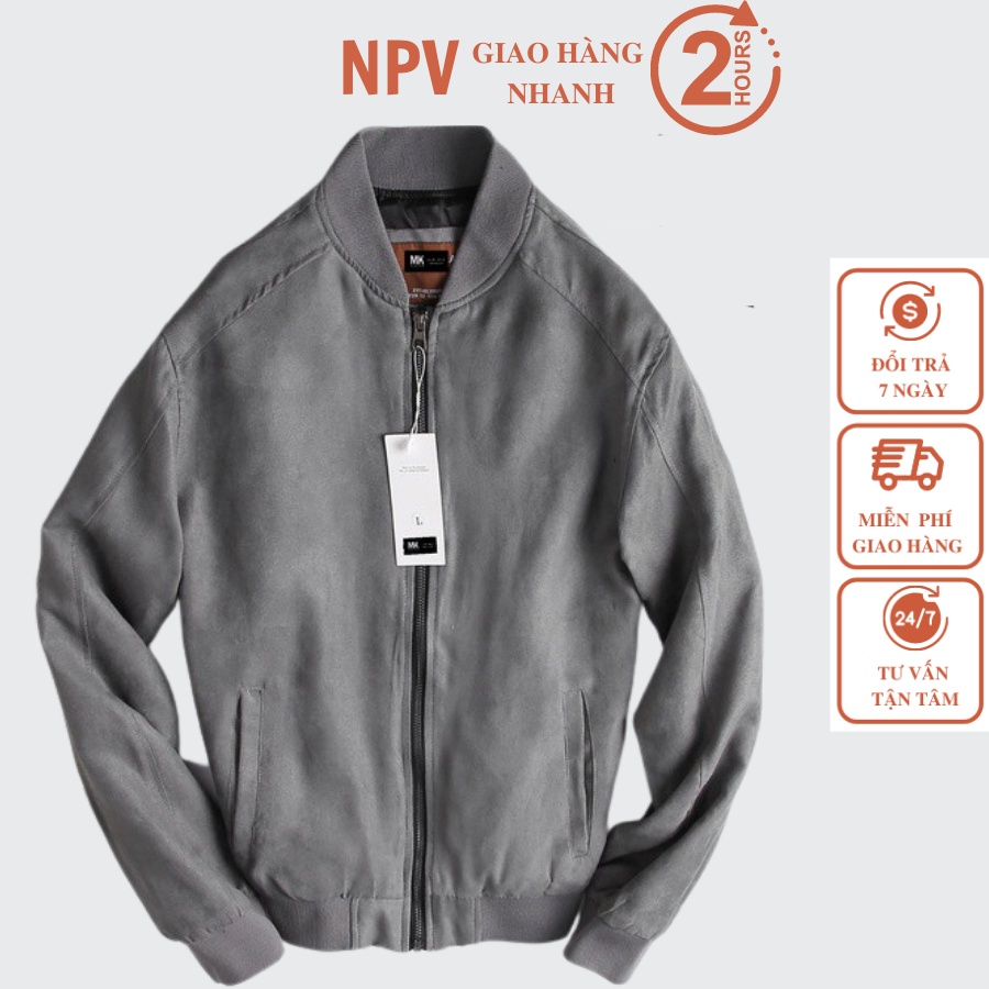 Áo khoác nam da lộn NPV tay chun bomber ,áo da nam cao cấp 4 màu trẻ trung