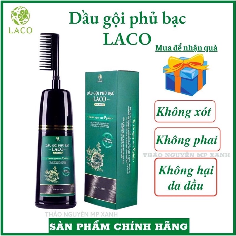 Dầu gội phủ bạc Laco, tóc đen tự nhiên sau9 phút