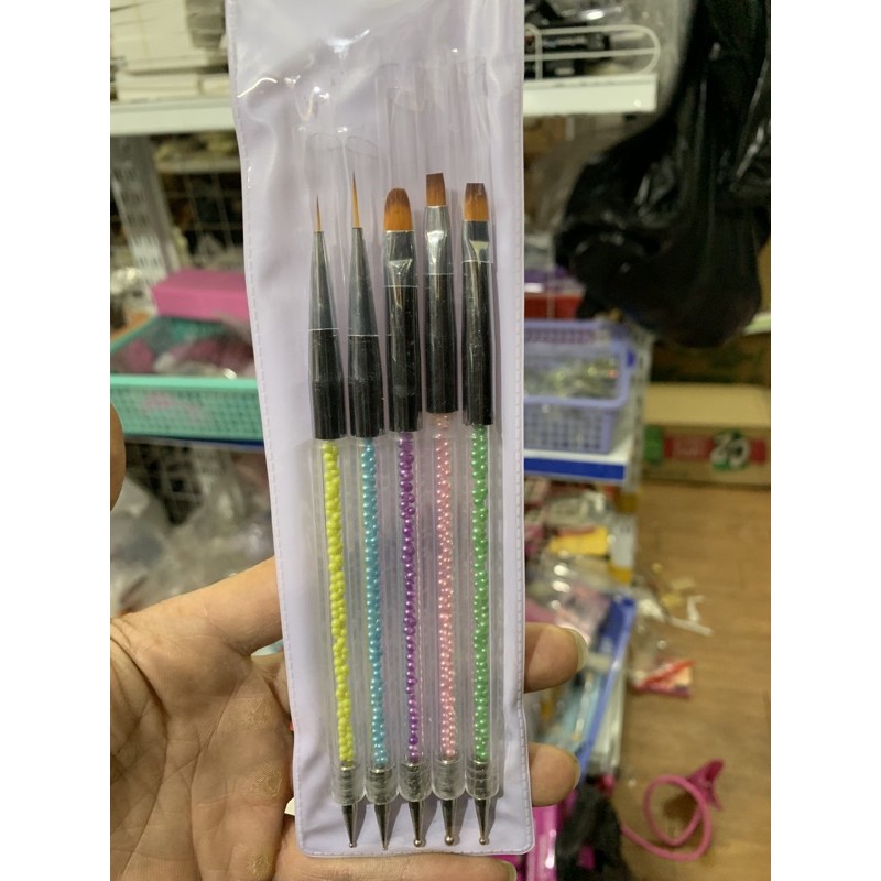 Set Cọ 5 Cây Cán Bi (  2 Cọ Nét - 3 cọ gel ) Hàng Cao Cấp