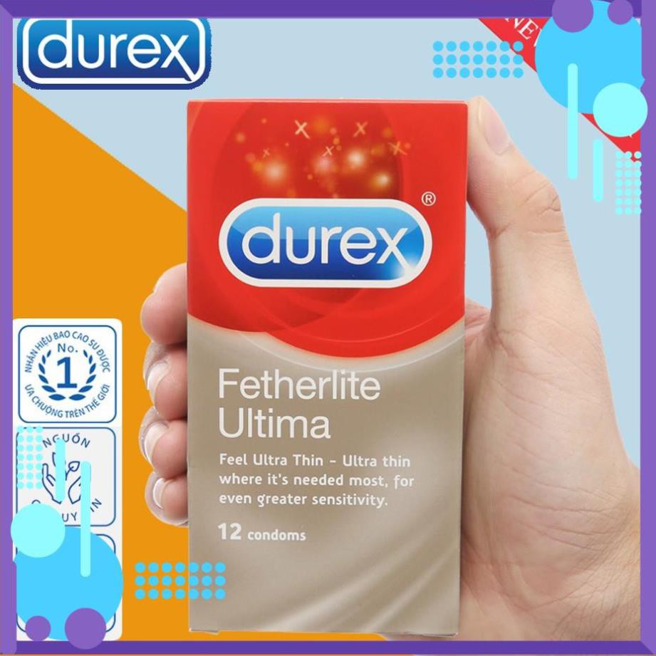 [CHÍNH HÃNG] Bao Cao Su Durex FETHERLITE ULTIMA (12 bao/ hộp) Siêu Mỏng, Đường Kính 52mm Giao Hàng Nhanh - Đức An