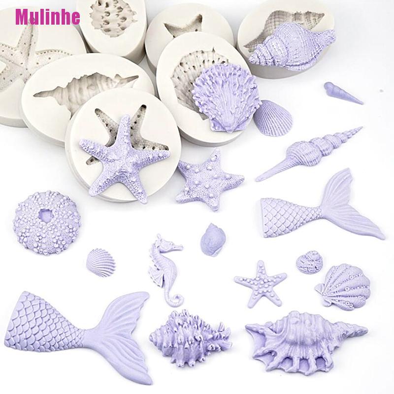 Khuôn Silicone Tạo Hình Làm Bánh Kẹo Hình Vỏ Sò / Sao Biển 3D