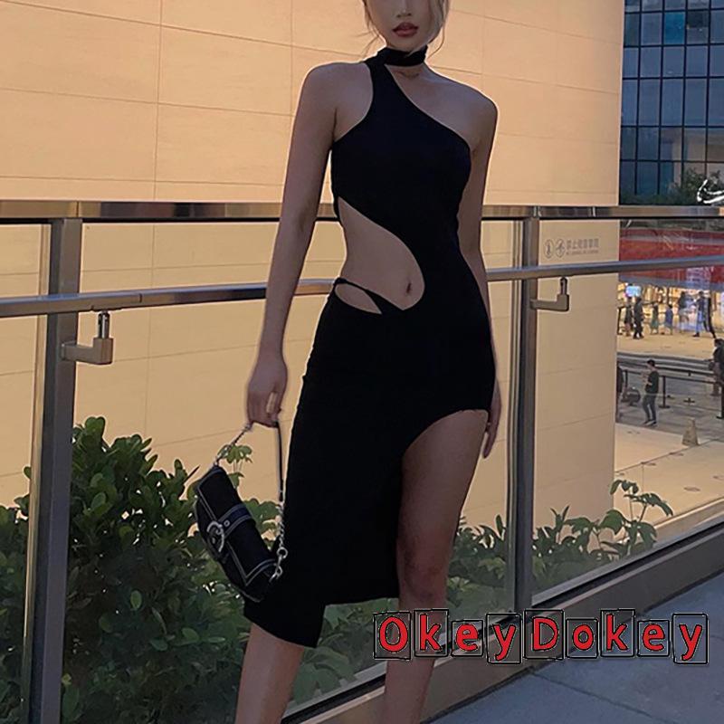 OKDK-Women´s Sexy Sleeveless Dress Cutout High Waist Pack Hip Irregular Female Dress