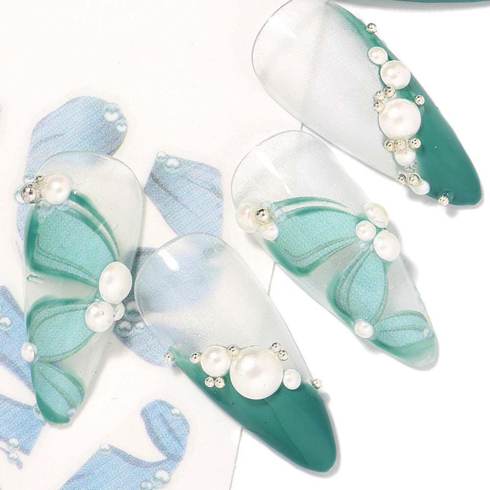 [Hàng mới về] Nhãn dán trang trí móng nghệ thuật họa tiết kiểu ruy băng 3D thanh lịch độc đáo