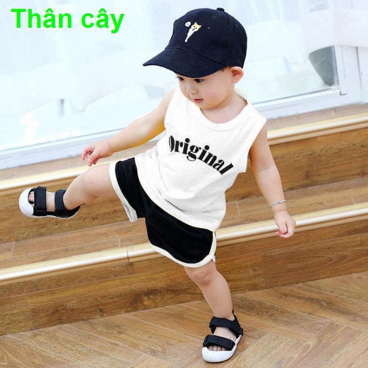 cottonQuần áo trẻ em mùa hè mới bé trai, bộ đồ cộc tay sooc giản dị, vest, đẹp cho trai