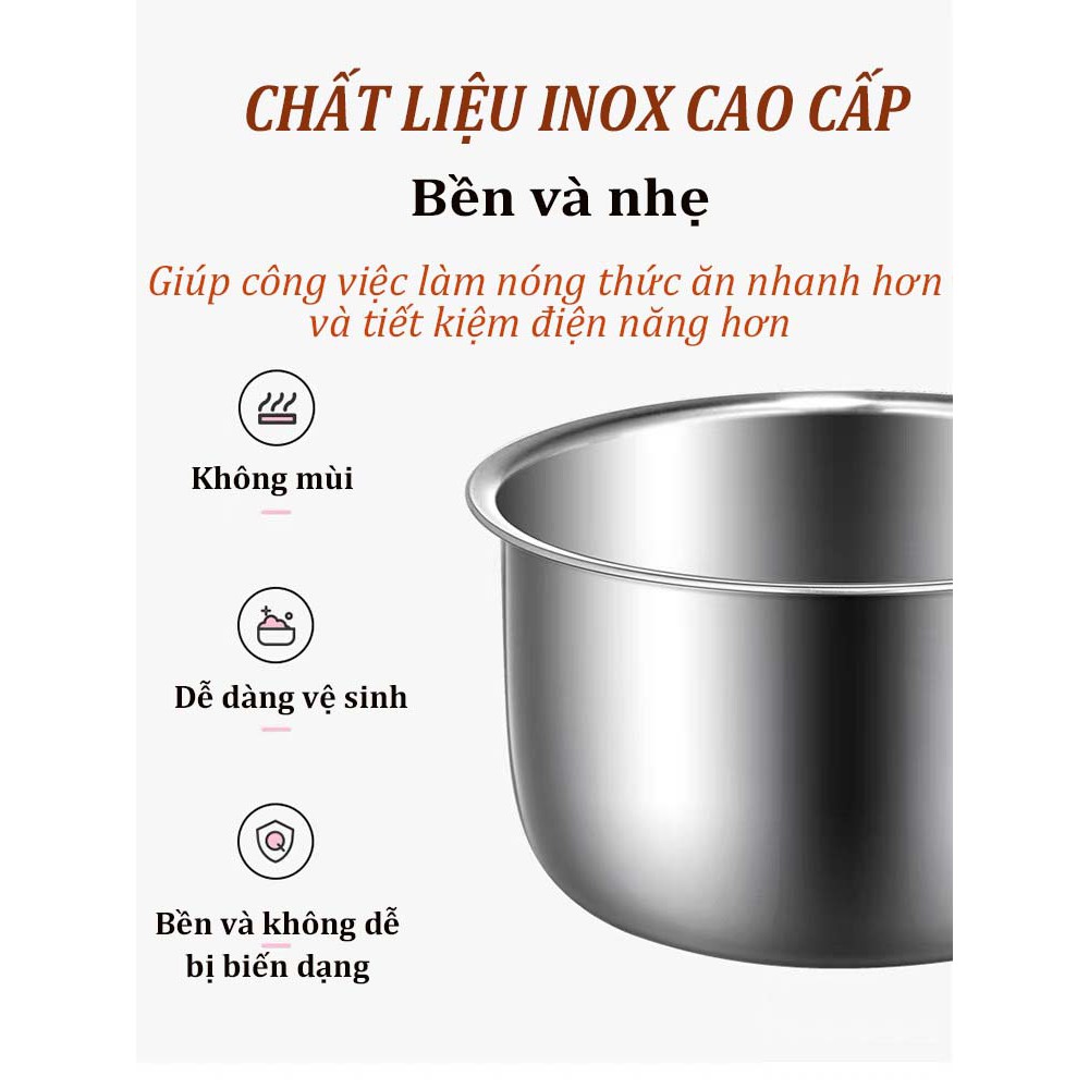 Hộp Cơm Văn Phòng Cắm Điện 2 Tầng HỘP CƠM CẮM ĐIỆN ĐA NĂNG Hâm Nóng, Giữ nhiệt Tốt - 4 BÁT Inox CAO CẤP MINISTYLE