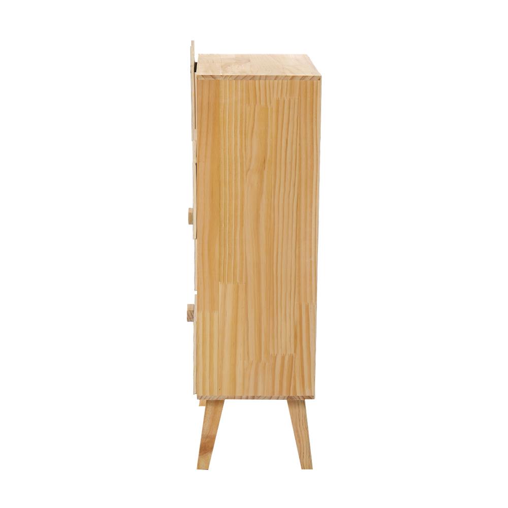 HomeBase FURDINI Kệ Tủ gỗ bằng MDF cho trẻ em 4 ngăn mở và 4 ngăn kéo W24xH84,5xD24cm màu tự nhiên/xám