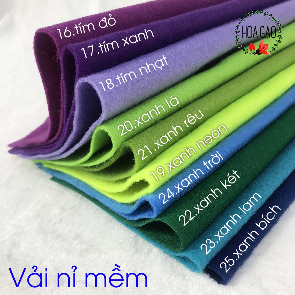 Nỉ mềm, vải nỉ diy khổ to 90 cm HOA GẠO GNM9 giá sĩ, thủ công mỹ thuật, may gối free ship extra