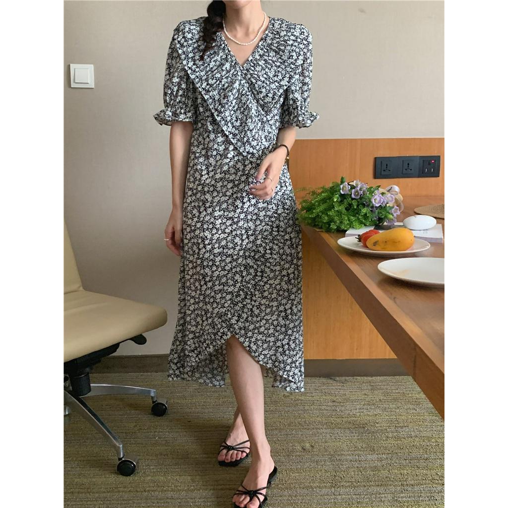 Đầm Hoa Xếp Ly Cột Dây Phong Cách Retro Thời Trang Mùa Hè 51125