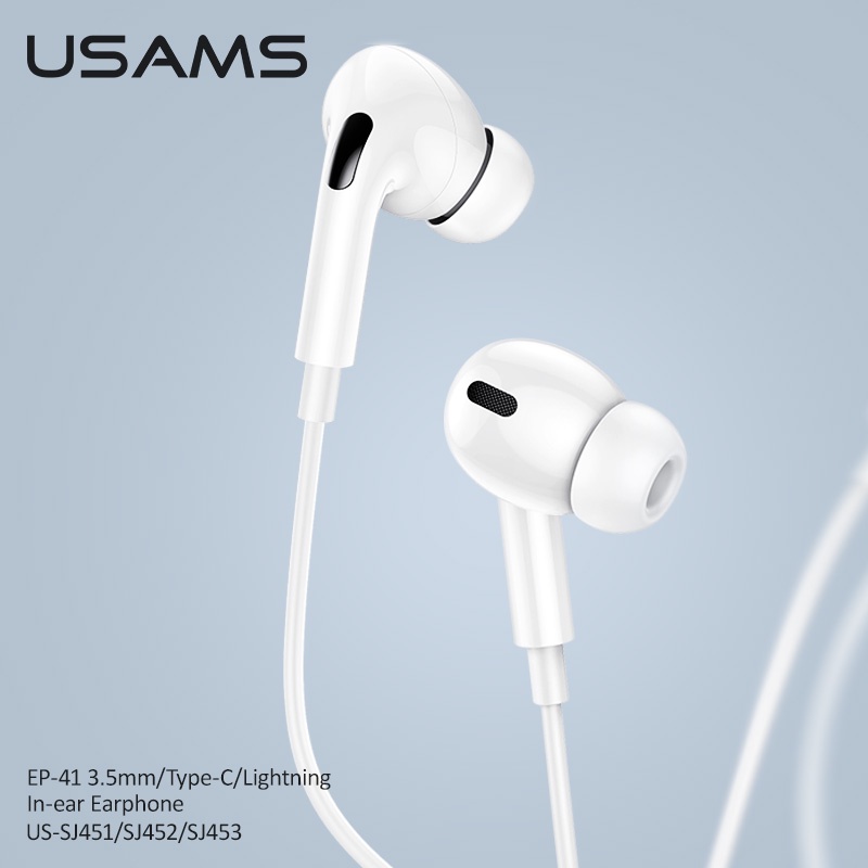Tai Nghe Nhét Tai USAMS EP-41 Jack 3.5mm Loại C IP Cho Điện Thoại Máy Tính Bảng Laptop MP3