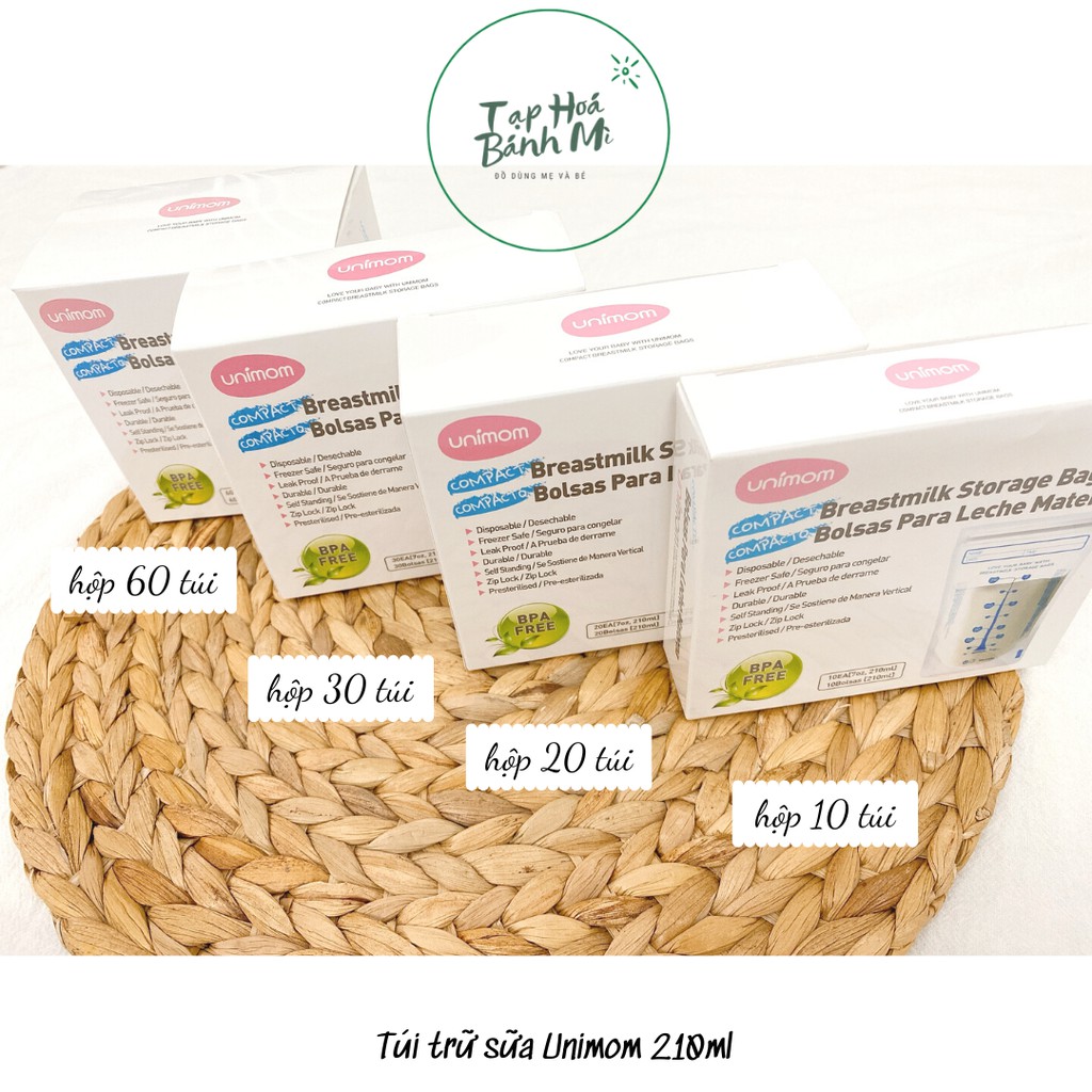 Túi trữ sữa Unimom Compact 210ml (đủ 4 loại hộp)