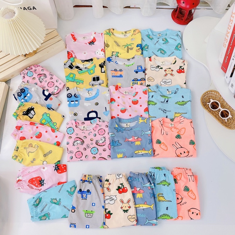Combo 2 bộ Cotton cho bé trai /bé gái từ 8-18kg màu ngẫu nhiên