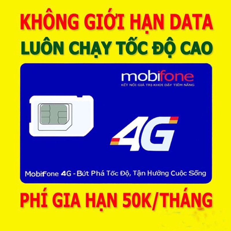 Sim 4G Mobifone ED50 vào mạng thả ga không giới hạn chỉ 50k tháng