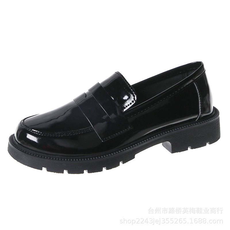 Giày Búp Bê Nữ TSL Đen Bóng Chất Liệu Da Tổng Hợp Đế Cao 3cm T019 | BigBuy360 - bigbuy360.vn