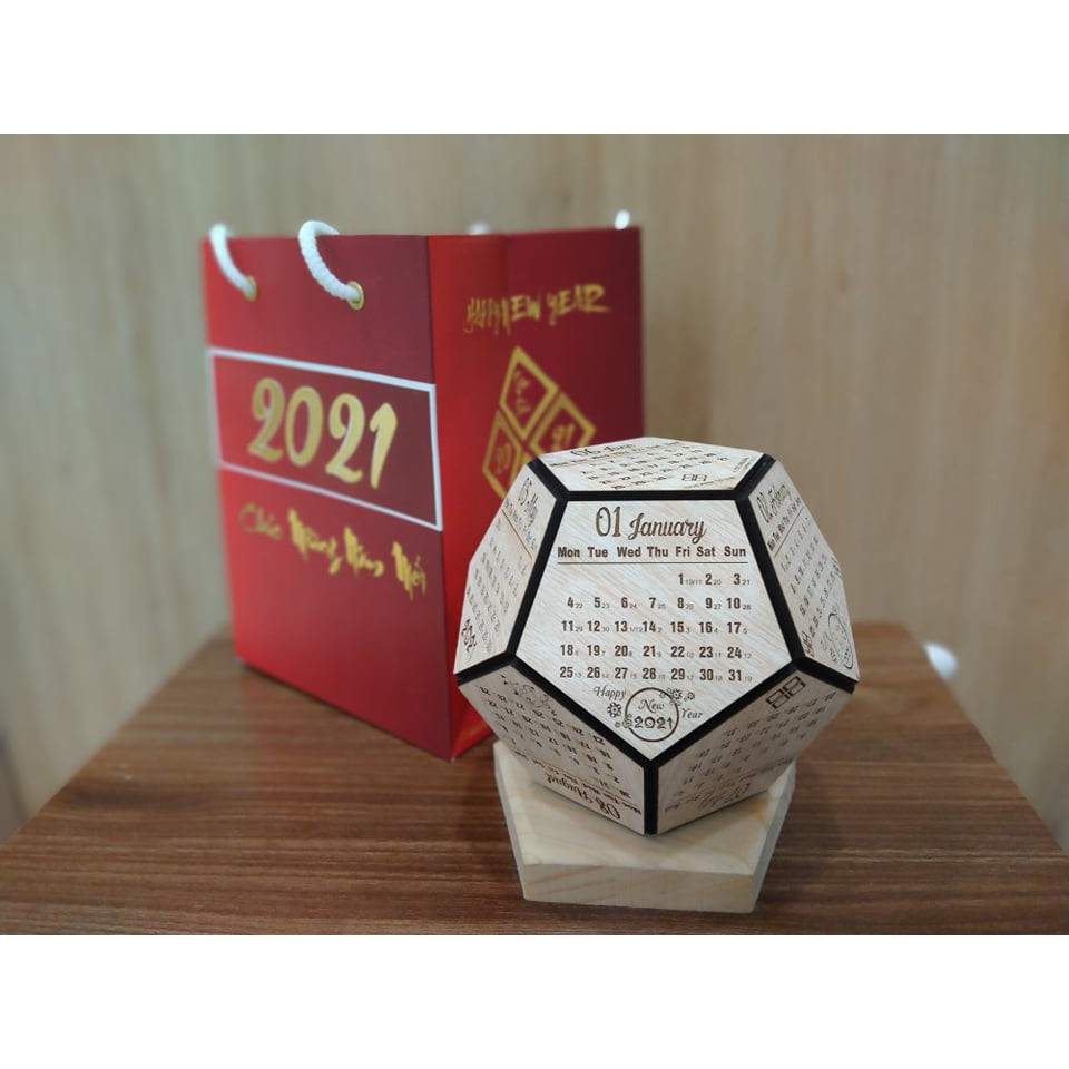 LỊCH GỖ ĐỂ BÀN 12 MẶT NĂM 2021 | BigBuy360 - bigbuy360.vn