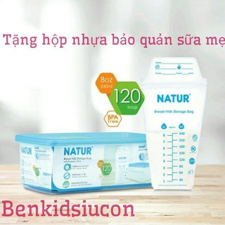 [FREE SHIP]120 Túi trữ sữa Natur tặng hộp bảo quản