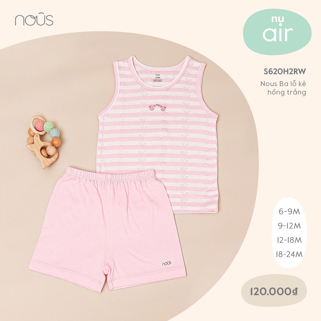 Bộ Quần Áo Ba Lỗ Nous - Họa Tiết Gấu Màu Hồng Tím Bé Trai Bé Gái