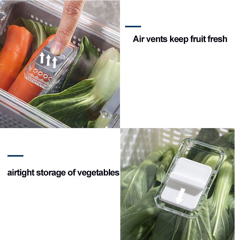 Hộp Nhựa Trong Suốt Hình Chữ Nhật Có Tay Cầm Cho Tủ Lạnh