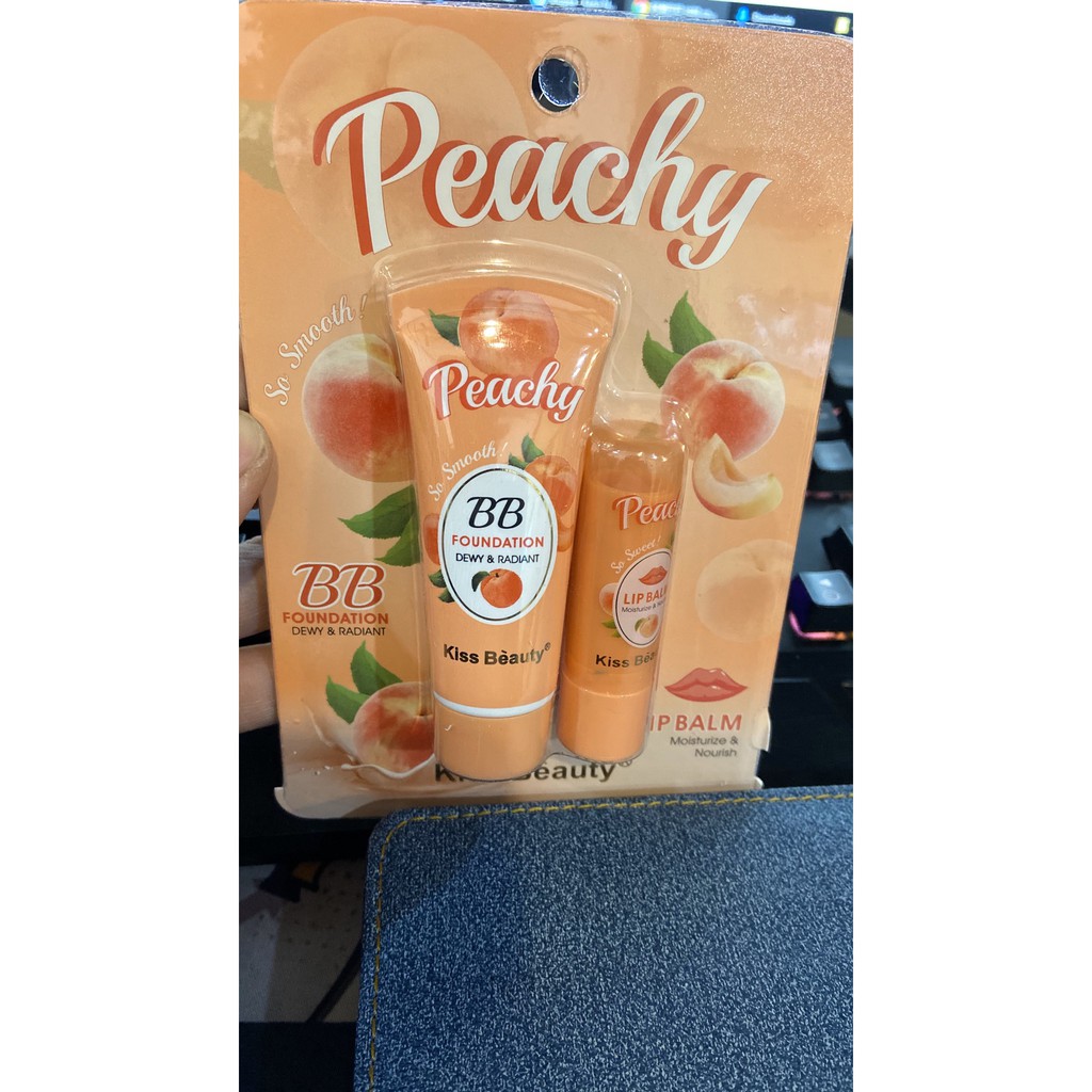 Set Kem Nền BB Kèm Son Dưỡng Peachy KissBeauty