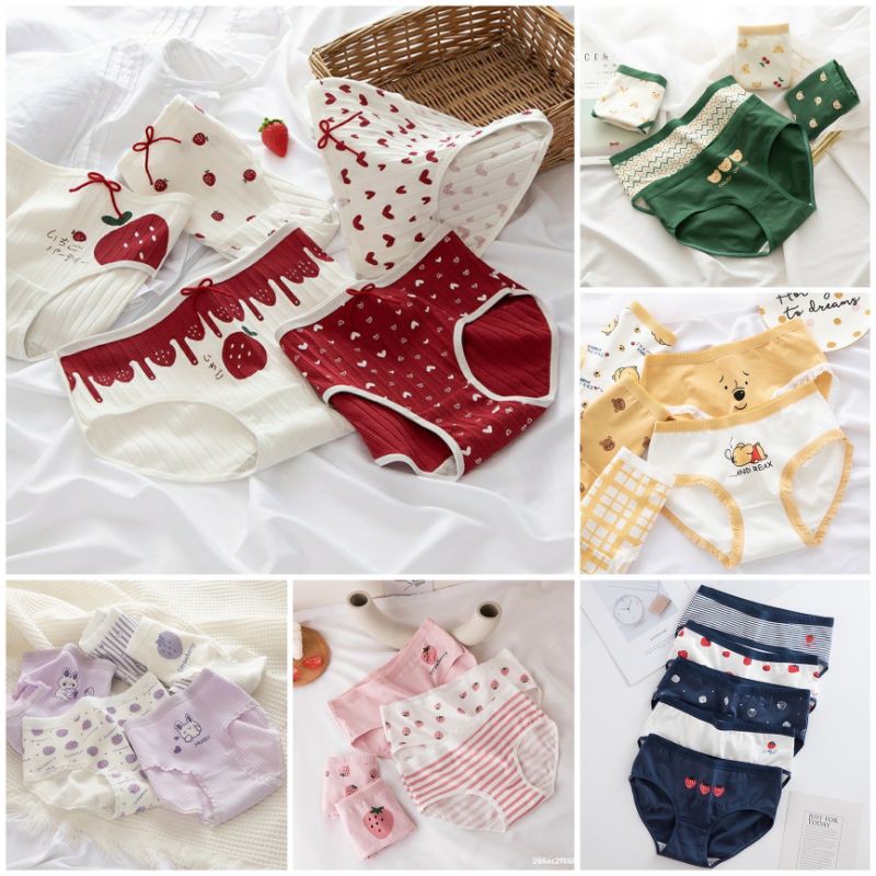  SET 5 Quần Lót Cotton Nâng Mông Thông Hơi Hoạ Tiết Dễ Thương CHIPPIE