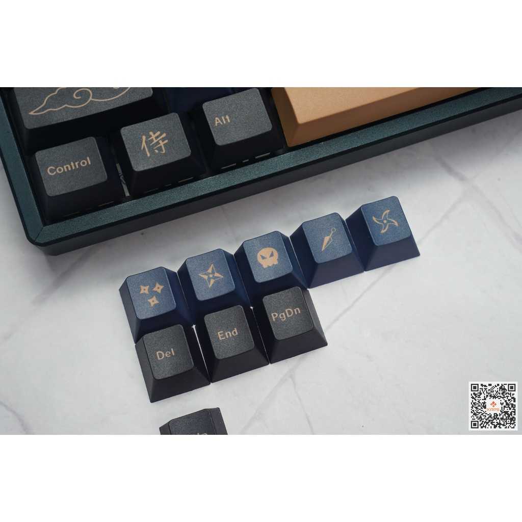 Keycap Blue Samurai - profile CHERRY - keycap PBT - Dyesub - 129 nút cho bàn phím cơ Leopold, IKBC, Edra, RK, Dareu