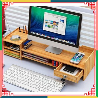 Bàn kê màn hình máy tính có ngăn khóa tiện lợi thiết kế đẹp mắt [Giá đẳng cấp]