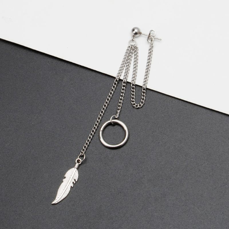 Khuyên tai hình mặt trăng và ngôi sao bằng titan phong cách cá tính Hàn Quốc