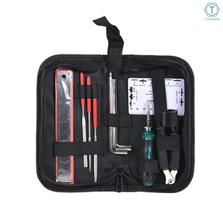∮ 11Pcs Guitar Tool Kit Professional Repairing Maintenance Tools Guitar Files String Action Ruler 3 in 1 String Winder Cutter Pin Puller Hex Wrench Set