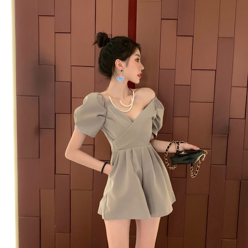 Áo liền quần IELGY trễ vai cổ chữ V kiểu dáng quyến rũ dành cho nữ