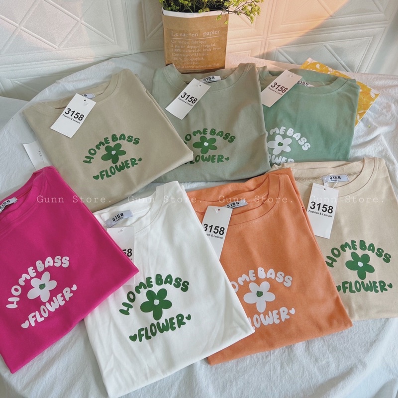 Áo Thun 3158 In Hình Hoa Form Rộng Unisex Chất Cotton Khô Loại 1, Thoáng Mát, Thấm Hút Mồ Hôi - GUNN