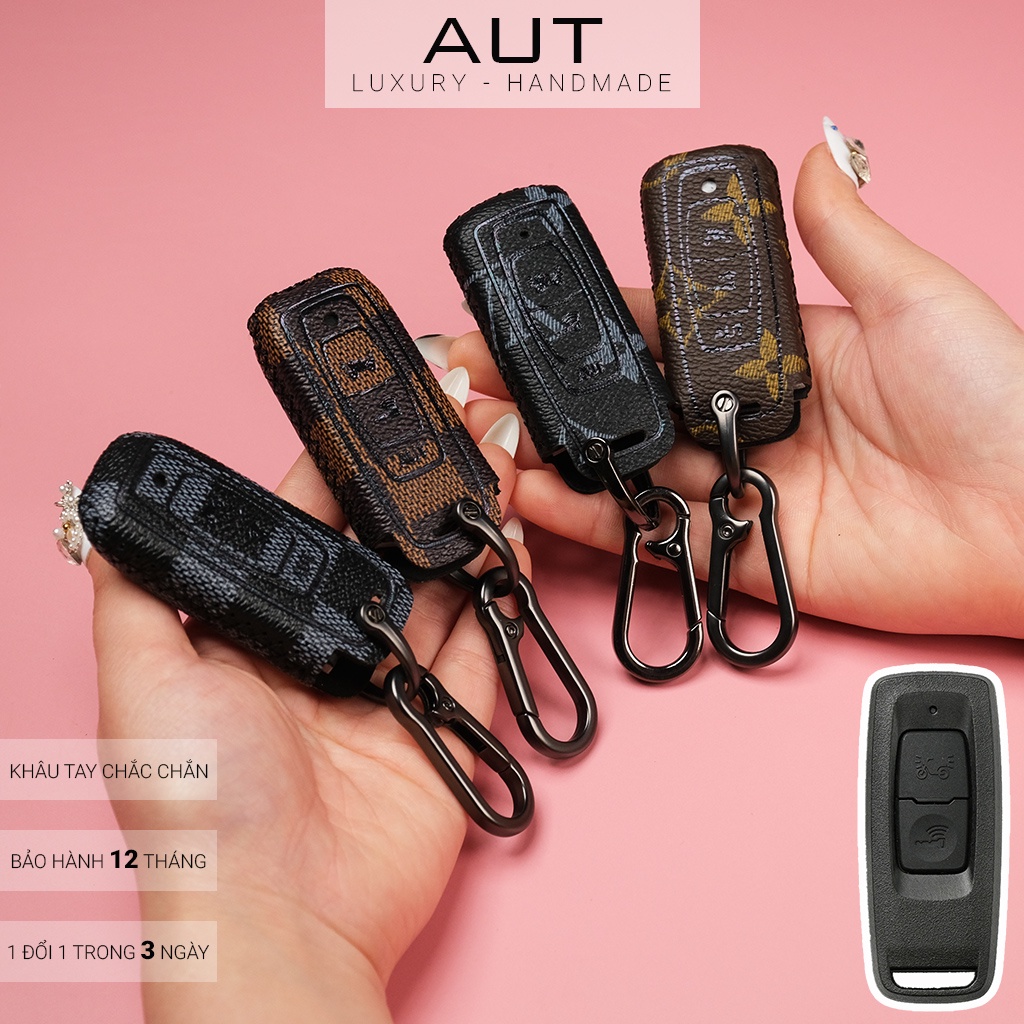 Ví da đựng chìa khóa smartkey Honda Vario 160 Vision Lead Winner X 2022 2 nút bấm kiểu mới LV khâu tay VS CD