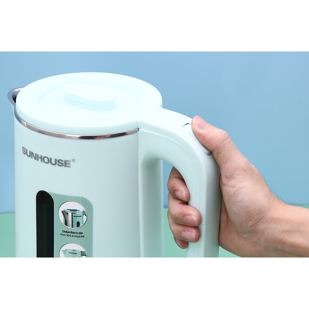 Ấm Siêu Tốc SUNHOUSE SHD1351 1,8L, Bình Đun Siêu Tốc Cao Cấp 2 Lớp Inox - Hàng Chính Hãng BH 1 Năm