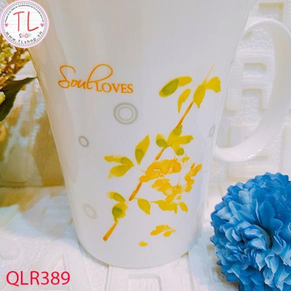 ly sứ - cốc sứ - Ly sứ hình cành hoa soul loves- ly uống nước - ly uống cà phê - quà lưu niệm R389