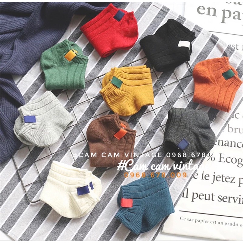 Tất vớ nam nữ ngắn cổ vớ cổ ngắn ulzzang Basic Vintage Hàn Quốc Tất Cổ ngắn style Vintage Unisex