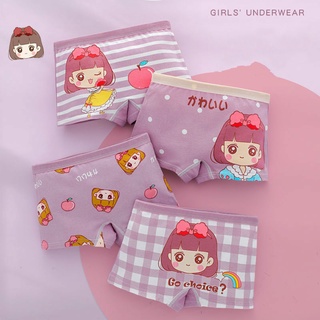 Set 4 quần lót boxer cotton mỏng thoáng khí cho bé gái