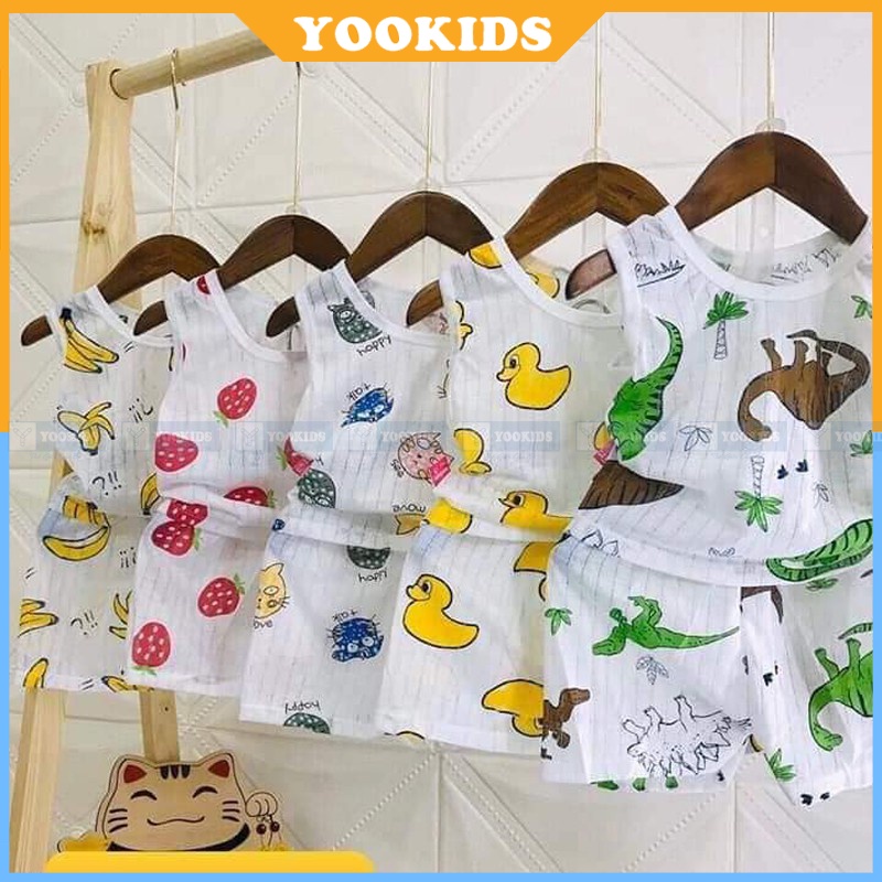 Bộ ba lỗ cho bé trai bé gái YOOKIDS chất cotton giấy siêu nhẹ siêu mát thấm hút mồ hôi cực tốt cho bé 0 1 2 3 4 tuổi