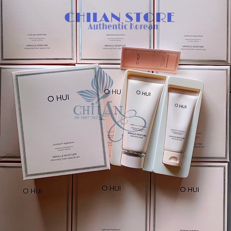 Set Sữa Rửa Mặt Ohui Hồng Moisture Miracle 200ml Tặng 100ml