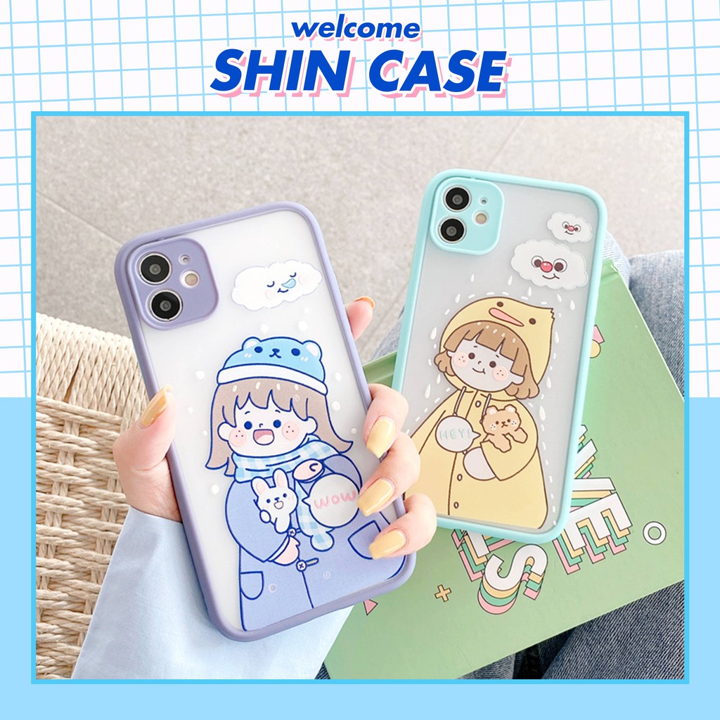 Ốp lưng iphone Cô bé mùa đông nhám viền nổi cong 5/5s/6/6plus/6s/6splus/7/7plus/8/8plus/x/xs/11/12/pro/max/plus/promax
