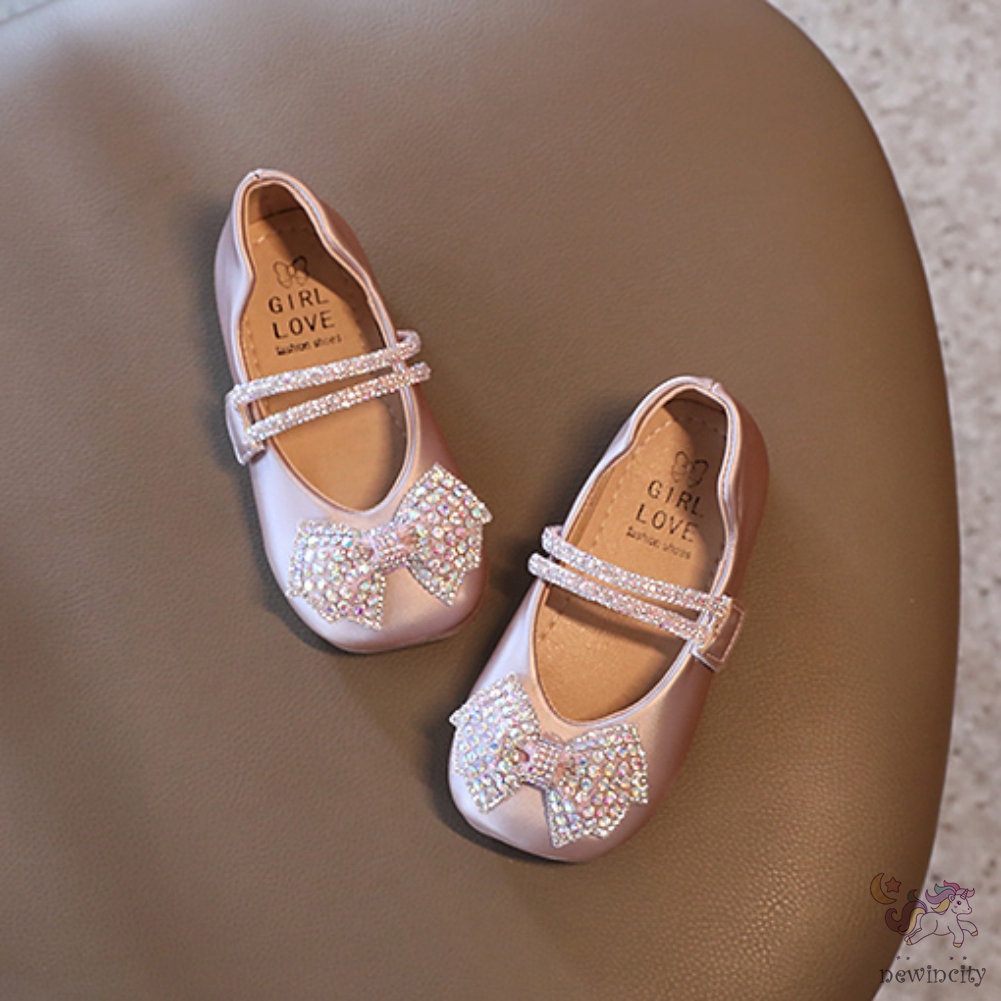 Giày Búp Bê Đính Nơ Lấp Lánh Cho Bé Gái